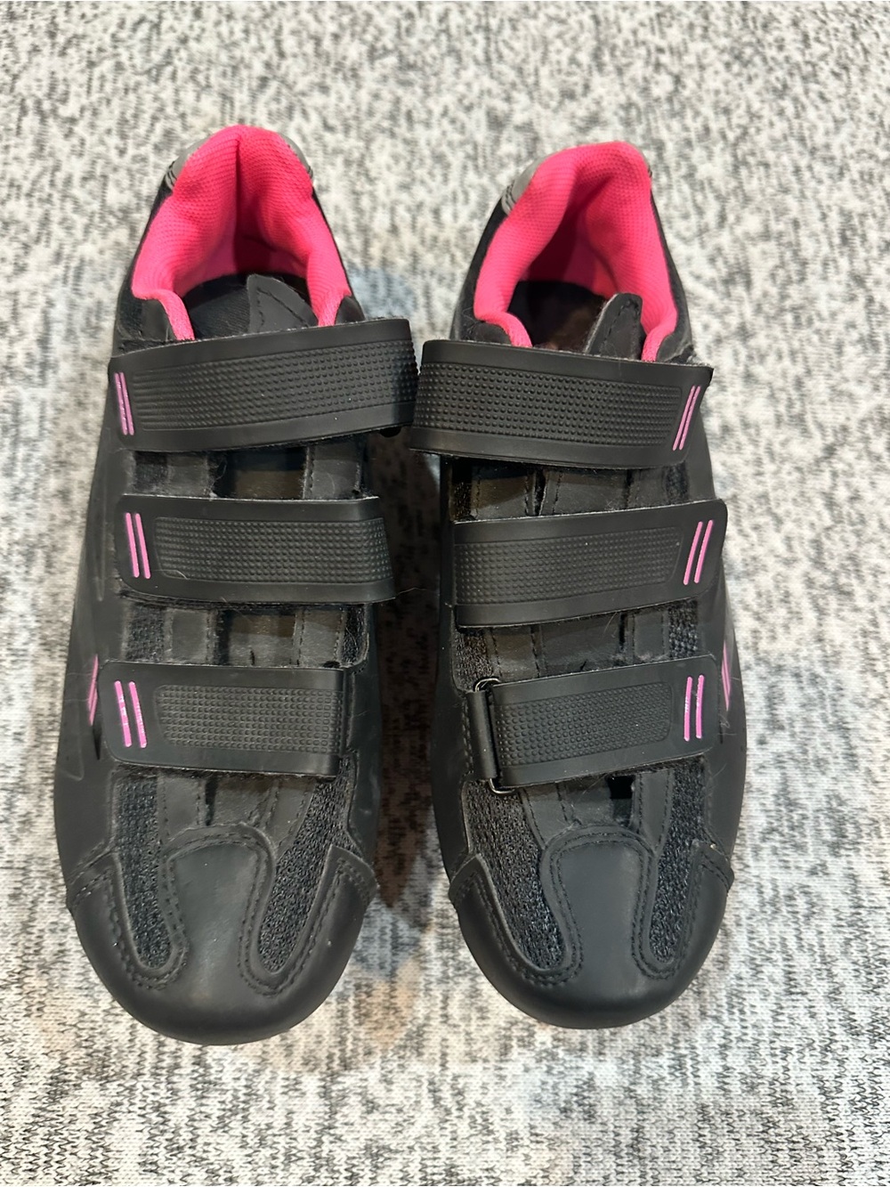 Women's Tommaso Black and Pink Cycling Shoes - Velcro Closure Sz 38/7.5 EUC